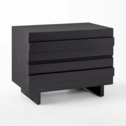 Seacliff 2-Drawer Black Oak Wood Nightstand -Nesto Store SeacliffNightstand3QSSS22