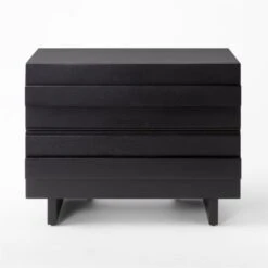 Seacliff 2-Drawer Black Oak Wood Nightstand -Nesto Store SeacliffNightstandSOSSS22
