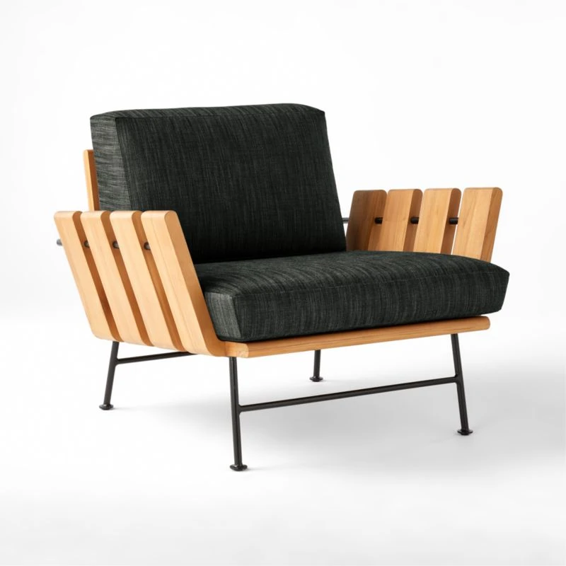 Seahaven Teak Outdoor Lounge Chair With Coal Perennials® Cushions 6 Seahaven Teak Outdoor Lounge Chair With Coal Perennials® Cushions - Image 4