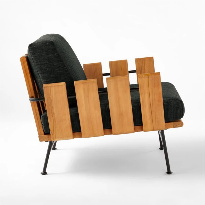 Seahaven Teak Outdoor Lounge Chair With Coal Perennials® Cushions 7 Seahaven Teak Outdoor Lounge Chair With Coal Perennials® Cushions - Image 5