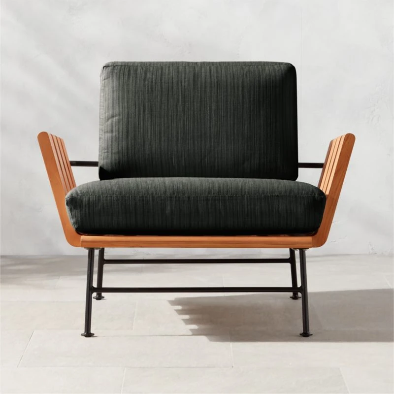 Seahaven Teak Outdoor Lounge Chair With Coal Perennials® Cushions 3 Seahaven Teak Outdoor Lounge Chair With Coal Perennials® Cushions