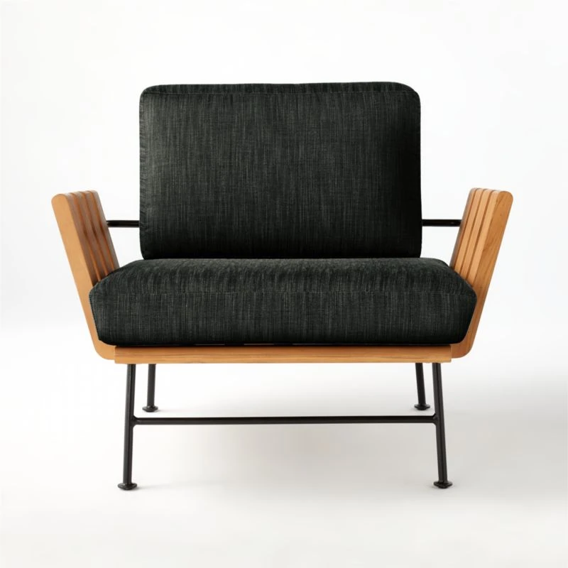 Seahaven Teak Outdoor Lounge Chair With Coal Perennials® Cushions 5 Seahaven Teak Outdoor Lounge Chair With Coal Perennials® Cushions - Image 3