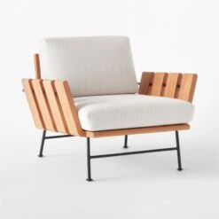 Seahaven Teak Outdoor Lounge Chair With Sand Perennials® Cushions -Nesto Store SeahavenSandLoungeChair3QSSS22