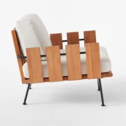 Seahaven Teak Outdoor Lounge Chair With Sand Perennials® Cushions -Nesto Store SeahavenSandLoungeChairSDSSS22