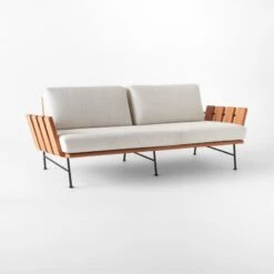 Seahaven Teak Outdoor Sofa With Sand Perennials® Cushions -Nesto Store SeahavenSandSofa3QSSS22