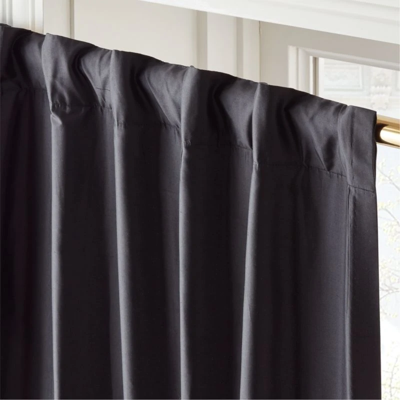 Seda Black Dupioni Silk Window Curtain Panel 48''x84'' 6 Seda Black Dupioni Silk Window Curtain Panel 48''x84'' - Image 4