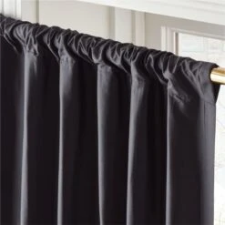 Seda Black Dupioni Silk Window Curtain Panel 48''x84'' 9 Seda Black Dupioni Silk Window Curtain Panel 48''x84'' -Nesto Store SedaBlackSilkDp96PnlAVSHS23