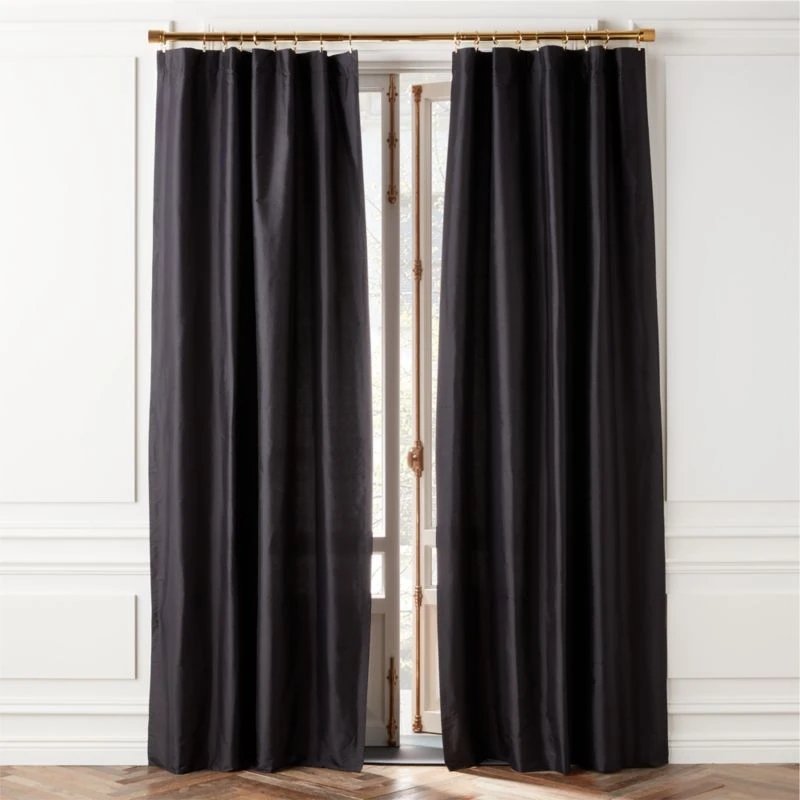 Seda Black Dupioni Silk Window Curtain Panel 48''x84'' 3 Seda Black Dupioni Silk Window Curtain Panel 48''x84''