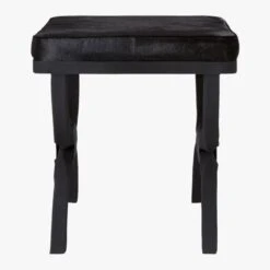 Serpette Black Cowhide Stool -Nesto Store SerpetteBlkCowhideStoolSDS19