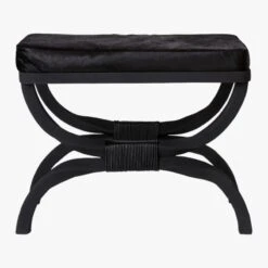 Serpette Black Cowhide Stool -Nesto Store SerpetteBlkCowhideStoolSOS19