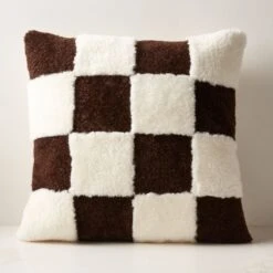 Shae Brown And White Sheepskin Fur Throw Pillow With Down-Alternative Insert 23''
