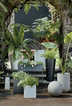 Blox Square White Galvanized Steel Indoor/Outdoor Planter Small -Nesto Store ShorePolyterrazzoWhiteMR20