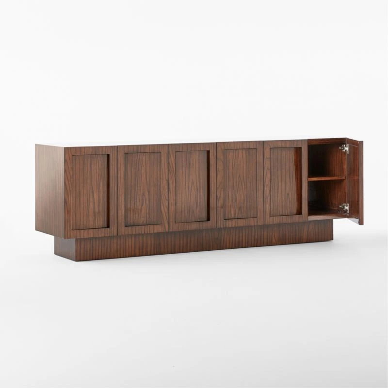 Shutter High-Gloss Walnut Wood Media Console 7 Shutter High-Gloss Walnut Wood Media Console - Image 5