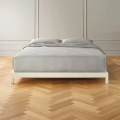 Simple White Metal California King Platform Bed