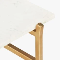 Slab Small Marble Coffee Table With Brass Base -Nesto Store SlabBrassCoffeeTbleAVF17