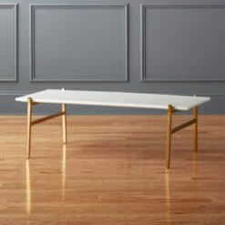 Slab Small Marble Coffee Table With Brass Base