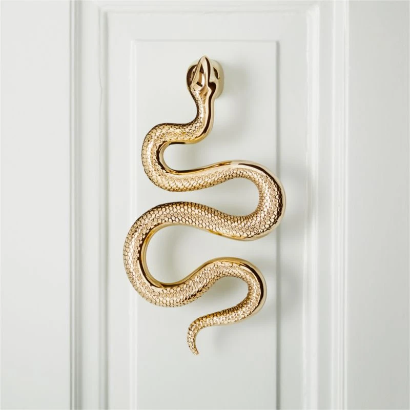 Polished Brass Snake Door Knocker 3 Polished Brass Snake Door Knocker