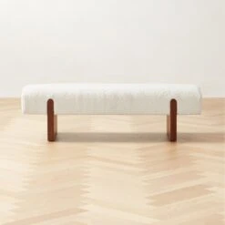 Socca White Boucle Upholstered Bench 55''