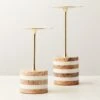Stacked Marble And Brass Pillar Candle Holders Set Of 2 -Nesto Store StackedMarbleStandsS2SHF22