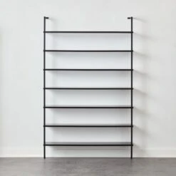 Stairway Wide Black Metal Wall Mount Bookshelf 96''