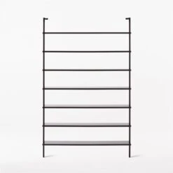 Stairway Wide Black Metal Wall Mount Bookshelf 96'' -Nesto Store Stairway96inWdShelvesBlkSOSSF21