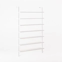 Stairway Wide White Metal Wall Mount Bookshelf 96'' -Nesto Store Stairway96inWdShelvesWht3QSSF21
