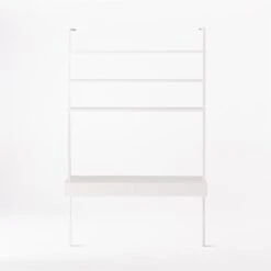 Stairway 2-Drawer White Wall Mount Desk With Shelves 96'' -Nesto Store Stairway96inWideDeskWhtSOSSF21