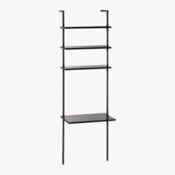 Stairway Black Wall Mount Desk With Shelves 96'' -Nesto Store StairwayDeskBlackTall3QFS18