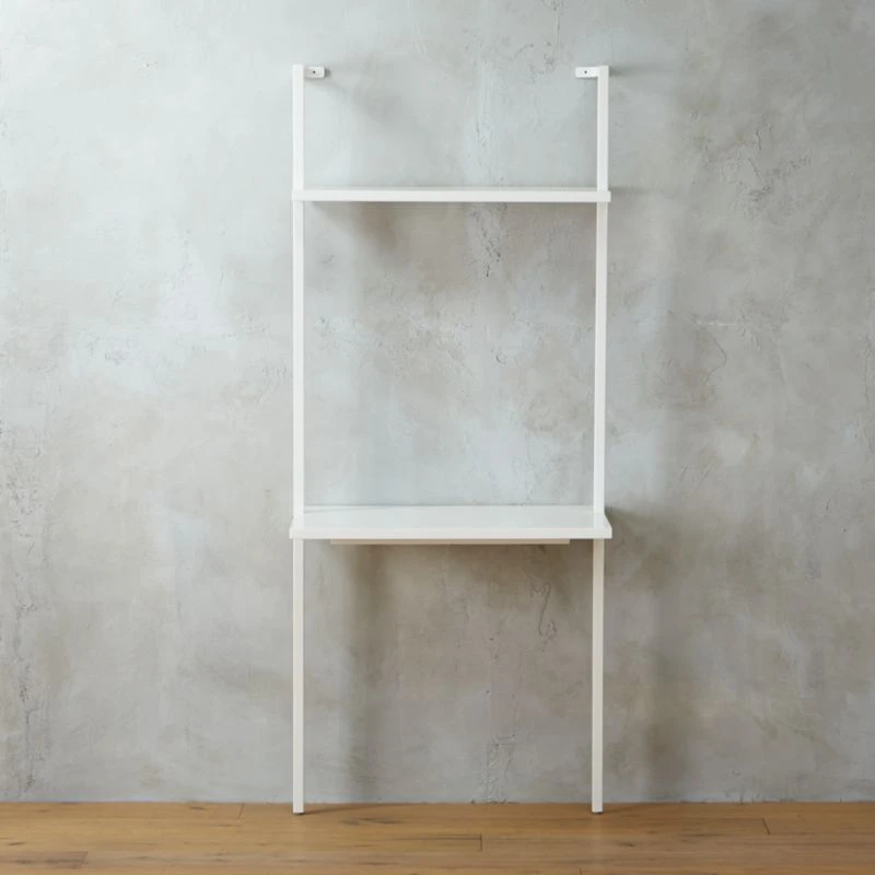Stairway White Wall Mount Desk With Shelf 72.5'' 3 Stairway White Wall Mount Desk With Shelf 72.5''