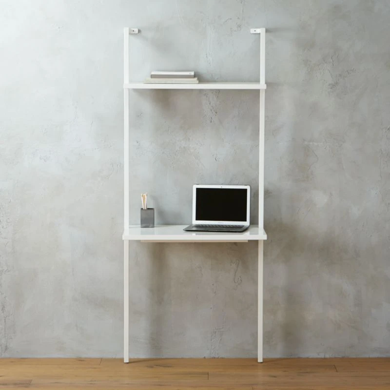 Stairway White Wall Mount Desk With Shelf 72.5'' 4 Stairway White Wall Mount Desk With Shelf 72.5'' - Image 2