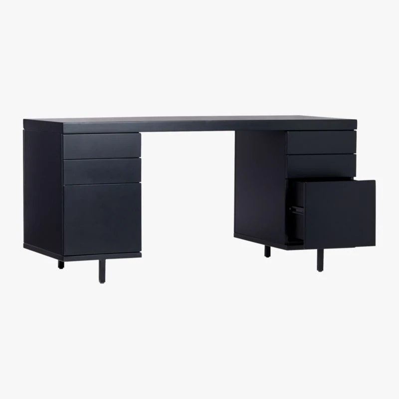 Stairway 6-Drawer Black Wood Desk 6 Stairway 6-Drawer Black Wood Desk - Image 4