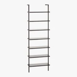 Stairway Black Metal Wall Mount Bookshelf 96'' -Nesto Store StairwayTallBookshelfBlk3QFS18