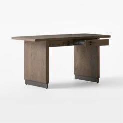 Stilt 2-Drawer Fumed Oak Wood Desk -Nesto Store StiltFumedOakDesk3QAVSSF22
