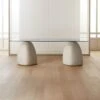 Stone Rectangular White Concrete Dining Table Glass Top -Nesto Store StoneTableRectangle95inSHS20 1x1