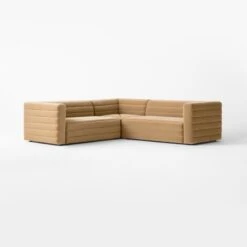 Strato 3-Piece L-Shaped Camel Brown Velvet Sectional Sofa -Nesto Store StratoCamelVlvt3PcSect3QSSF22