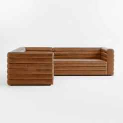 Strato 3-Piece L-Shaped Brown Leather Sectional Sofa -Nesto Store StratoLthr3pcSectSDSSF21