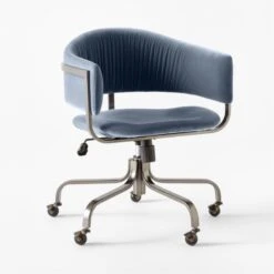 Stretta Blue Velvet Office Chair -Nesto Store StrettaBlueMtlOffcChair3QSSS22