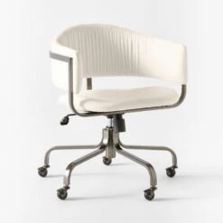 Stretta Ivory Velvet Office Chair 10 Stretta Ivory Velvet Office Chair -Nesto Store StrettaIvoryMtlOffcChair3QSSS22