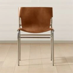 Surf Sling Brown Leather Dining Chair
