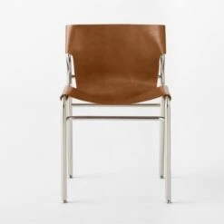 Surf Sling Brown Leather Dining Chair -Nesto Store SurfBrnLthrSlingDnngChrSOSSF21