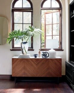 Suspend Marble And Brown Walnut Wood Media Console -Nesto Store SuspendIIMediaConsoleJN19