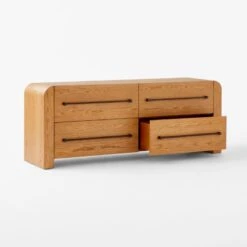 Sutton 4-Drawer White Oak Wood Dresser 10 Sutton 4-Drawer White Oak Wood Dresser -Nesto Store SuttonOakLowDresser3QAVSSF23