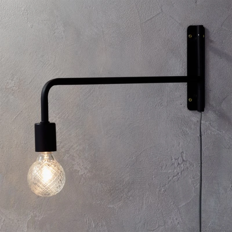 Swing Arm Black Wall Sconce 4 Swing Arm Black Wall Sconce - Image 2