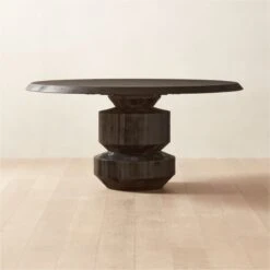 Sylvie Round Black Wood Dining Table