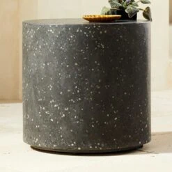 Terrazzo Black Outdoor Side Table