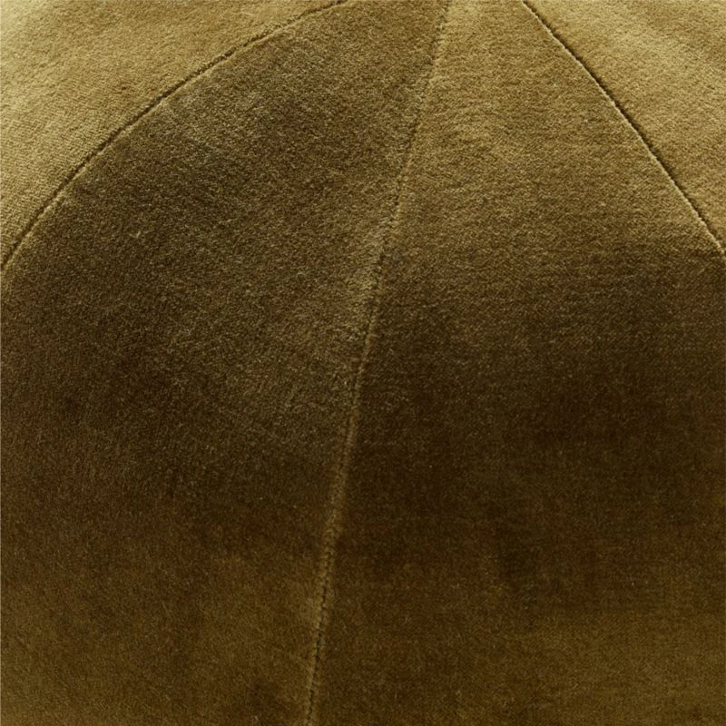 Terre Olive Green Velvet Sphere Throw Pillow 4 Terre Olive Green Velvet Sphere Throw Pillow - Image 2