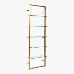 Tesso Brass Metal Wall Mount Bookshelf -Nesto Store TessoBrushedBrassBookcs3QS20