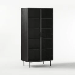 Trace Black Wire Bookcase -Nesto Store TraceBlkMeshDoorBookcase3QF20