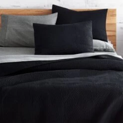 Triangle Black Coverlet And Shams