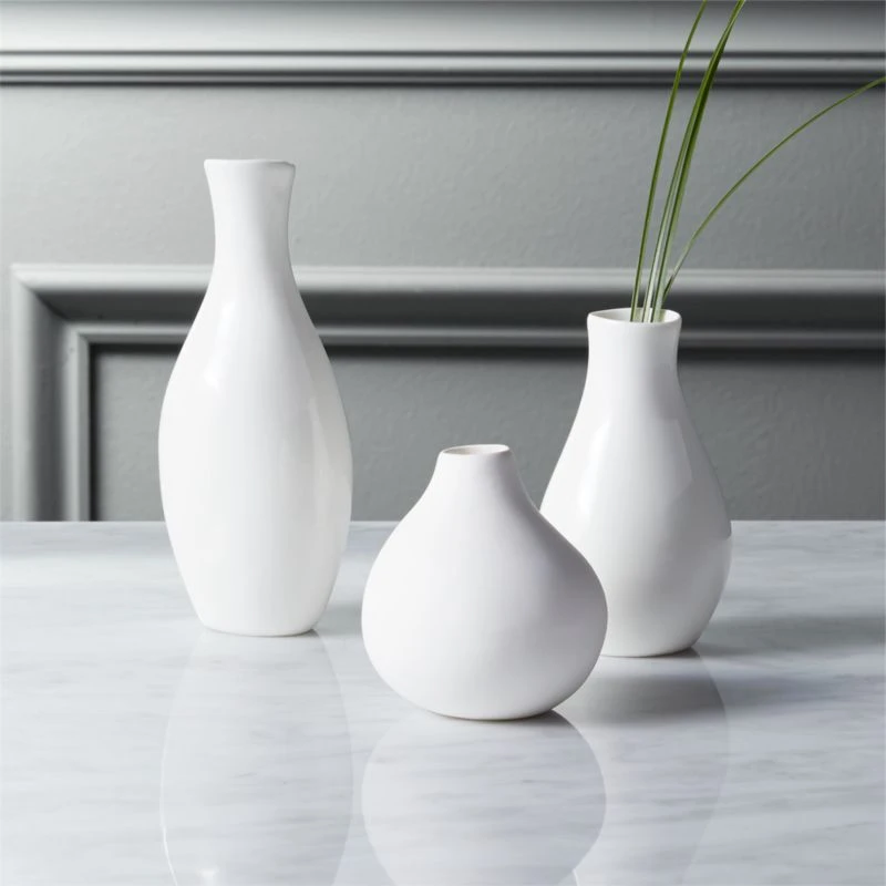 Trio White Porcelain Bud Vase Set Of 3 4 Trio White Porcelain Bud Vase Set Of 3 - Image 2